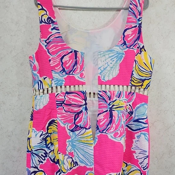 Lilly Pulitzer Ladies Size 12 Iggy Shift Dress Sleeveless Floral Zip Back